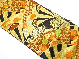 アンティーク　片輪車に古典柄・花模様織り出し袋帯（材料）